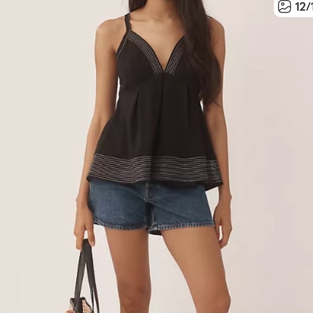 Anthropologie Deep-V-Neck Peplum Strappy Top